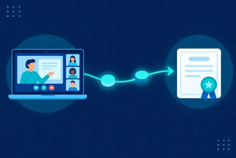 Illustration of a live online IT audit class leading to a CISA certificate, showing how CISA certification and IT Audit MasterClass fit together